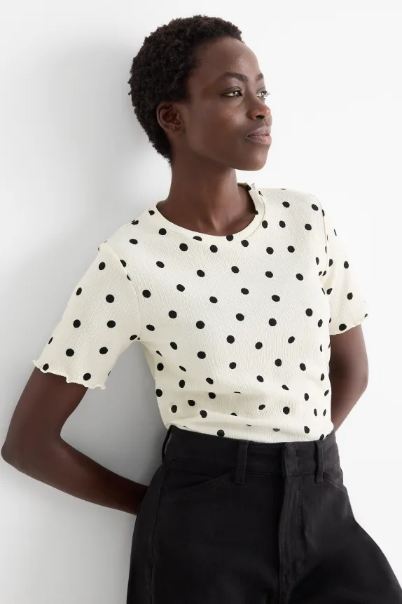 T-shirt - regular fit - polka dot cremewhite