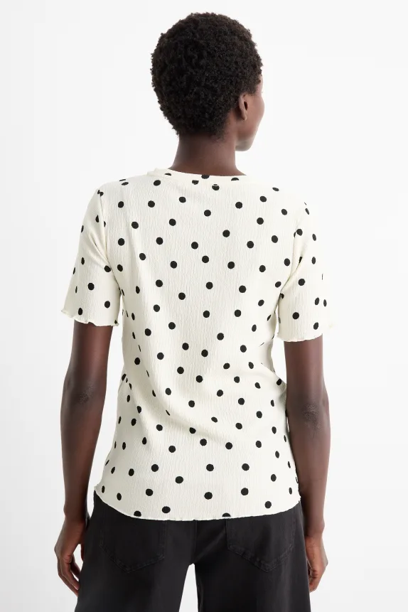 T-shirt - regular fit - polka dot cremewhite
