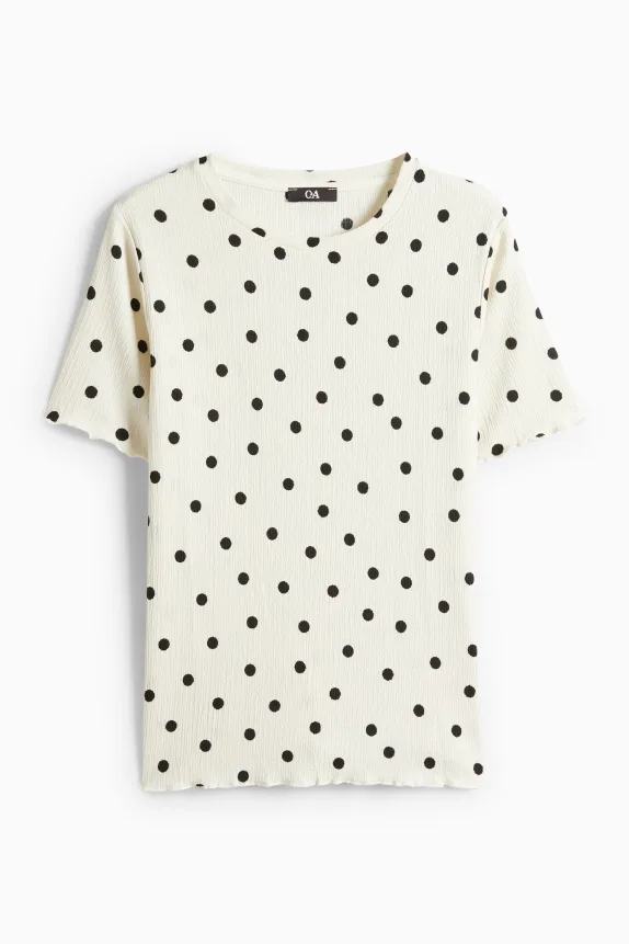 T-shirt - regular fit - polka dot cremewhite