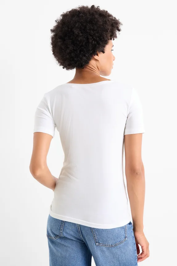 Multipack of 3 - basic V-neck T-shirt - slim fit white