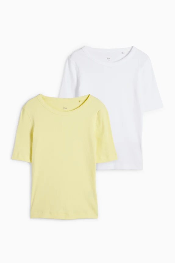 Multipack of 2 - T-shirt - ribbed light yellow