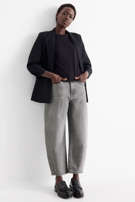 Barrel jeans - high waist denim-gray