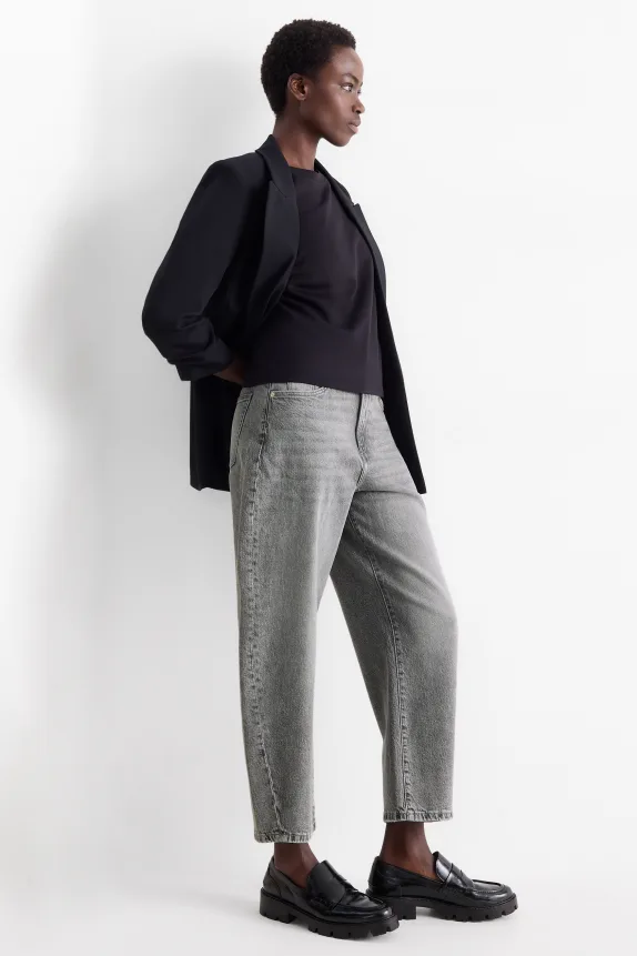 Barrel jeans - high waist denim-gray