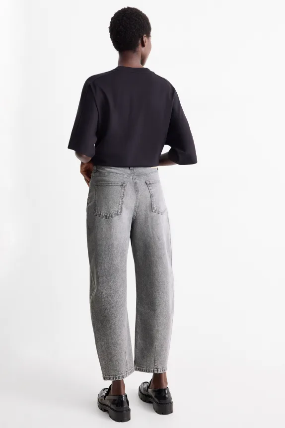 Barrel jeans - high waist denim-gray