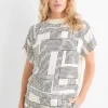 T-shirt - relaxed fit - patterned cremewhite