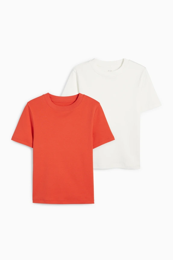 Multipack of 2 - basic T-shirt white / orange