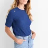 T-shirt - regular fit - textured dark blue