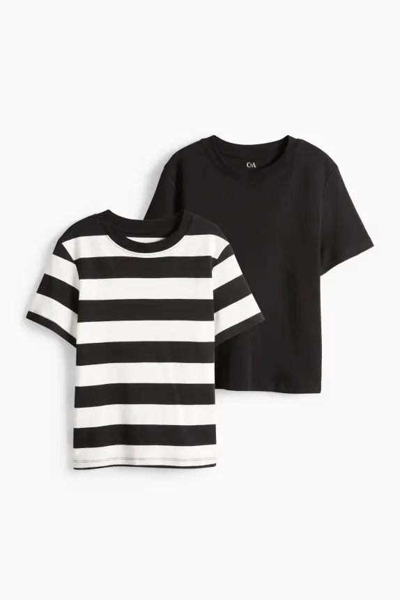 Multipack of 2 - T-shirt - slim fit black / white