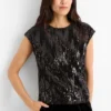 Velvet sequin T-shirt - regular fit black