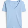 V-neck T-shirt - slim fit light blue