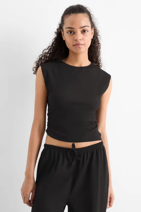 Cropped top - textured black