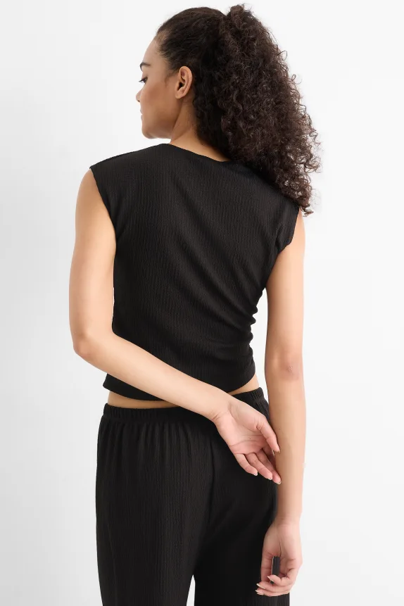 Cropped top - textured black
