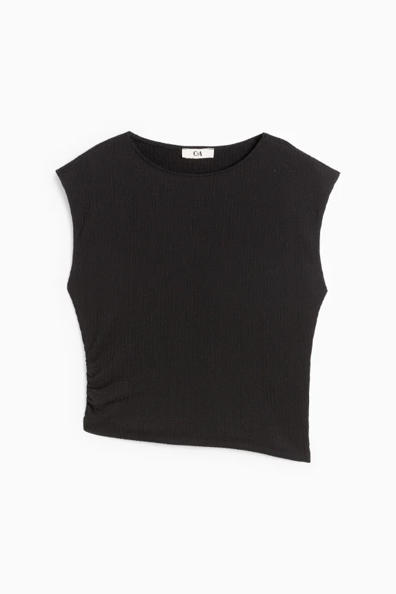 Cropped top - textured black