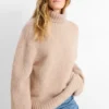 Turtle neck jumper - mohair blend beige