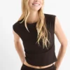 Cropped top - textured dark brown
