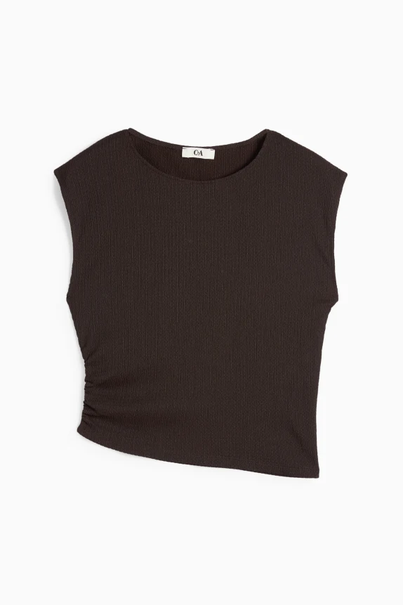 Cropped top - textured dark brown