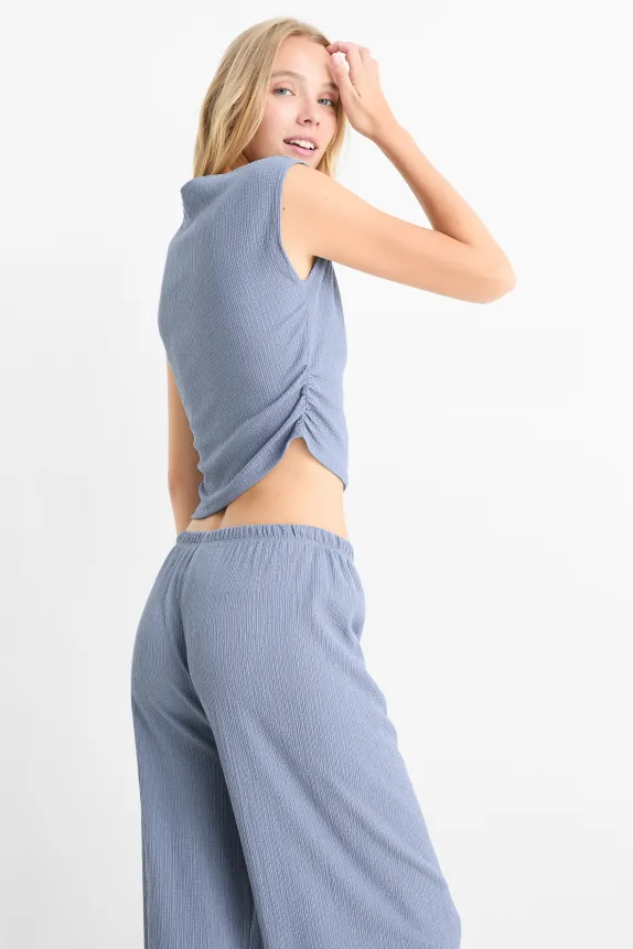Cropped top - textured light blue