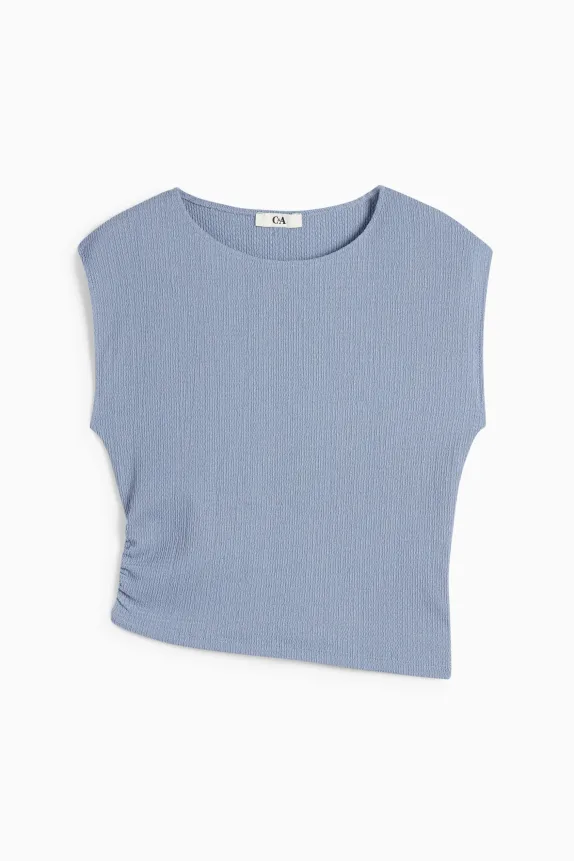 Cropped top - textured light blue