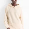 Terry cloth hooded jumper light beige