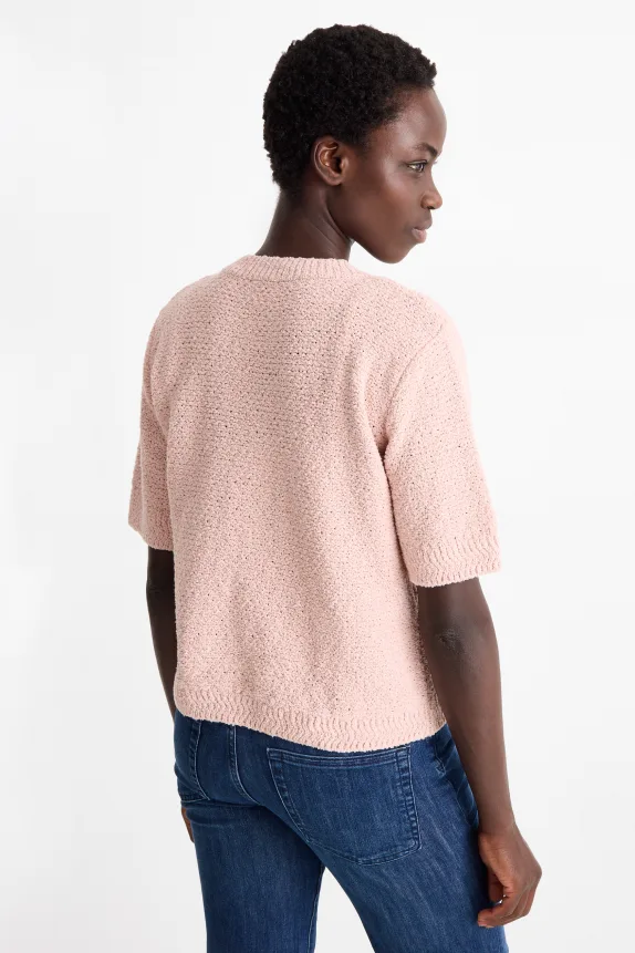 BouclÃ© cardigan rose