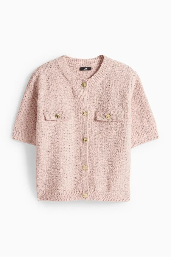 BouclÃ© cardigan rose