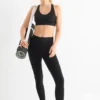 Technical leggings - seamless - textured - UV protection black