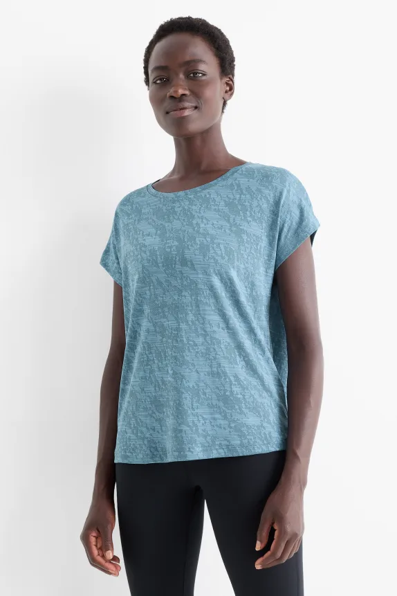Technical top - textured dark turquoise