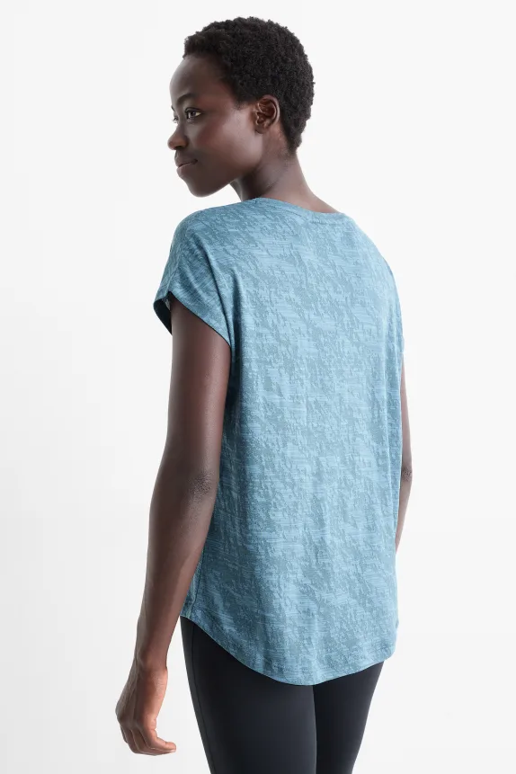 Technical top - textured dark turquoise
