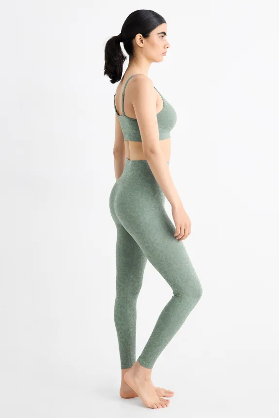 Technical leggings - patterned mint green