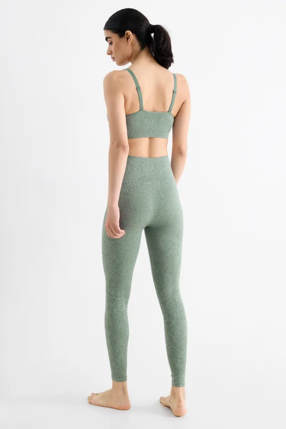 Technical leggings - patterned mint green