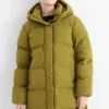 Quilted coat with hood - water-repellent green