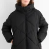 Quilted jacket with hood - water-repellent black
