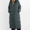 Quilted coat with hood - water-repellent dark gray