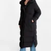 Quilted coat with hood - water-repellent black