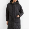 Quilted coat with hood black