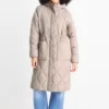 Quilted coat with hood beige