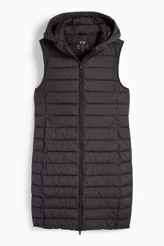 Quilted gilet with hood black