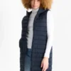 Quilted gilet with hood dark blue