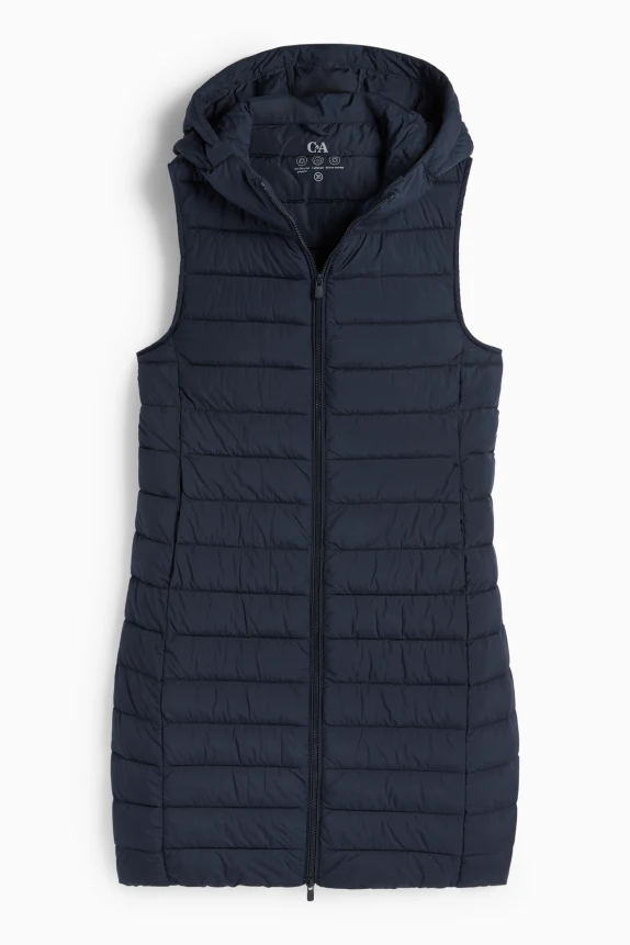 Quilted gilet with hood dark blue