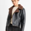 Faux shearling jacket - faux leather black
