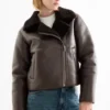 Faux shearling jacket - faux leather dark brown
