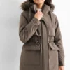 Parka with hood - lined - water-repellent khaki