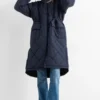 Quilted coat with hood dark blue