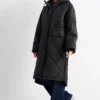 Quilted coat with hood black
