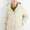 Quilted jacket with hood - water-repellent light beige