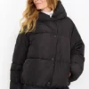 Quilted jacket with hood - water-repellent black