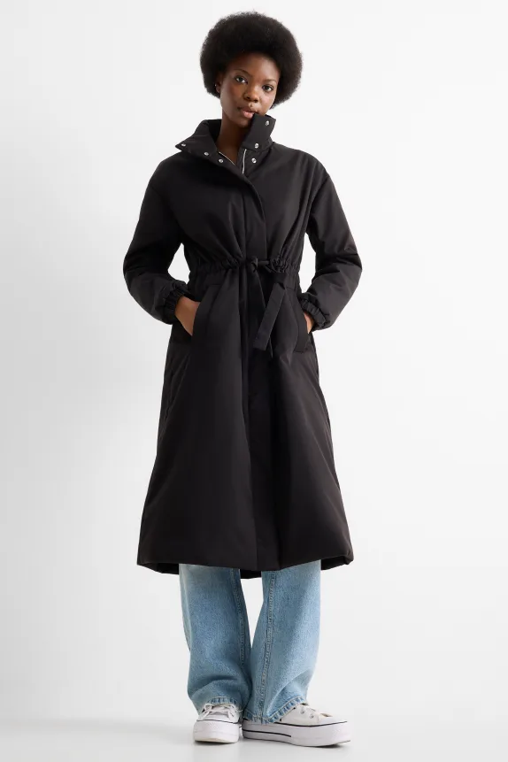 Coat - lined - water-repellent black