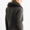 Faux shearling jacket - faux leather dark gray
