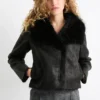Faux shearling jacket - faux leather black