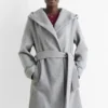 Coat with hood light gray-melange